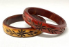 BB408 overdyed flower/vine carved bakelite bangles